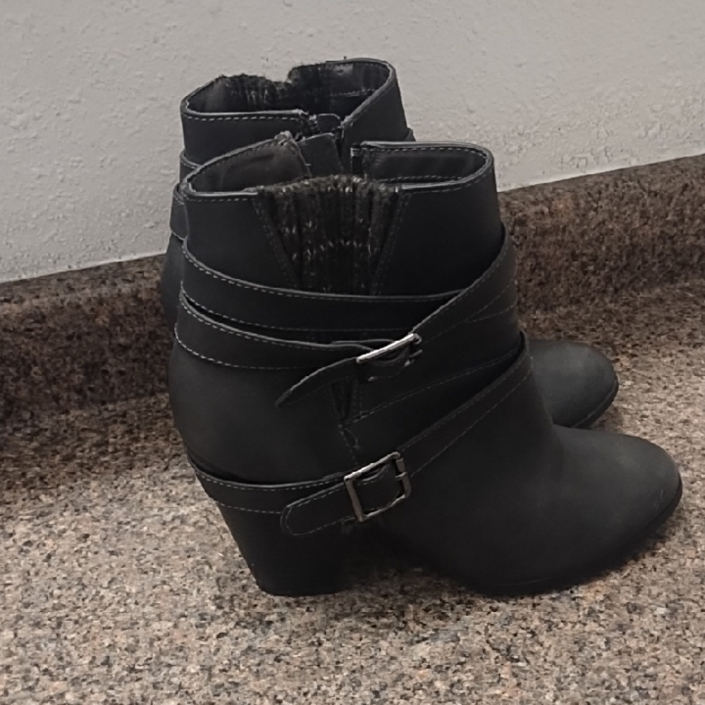 Soda Black Ankle Booties with Buckle Strap